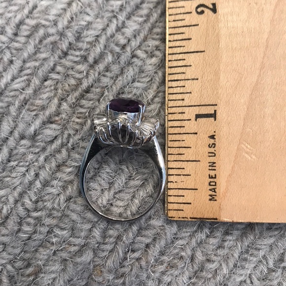 Amethyst and CZ cocktail ring set in sterling silver.  Sz 6.5 - Picture 3 of 6